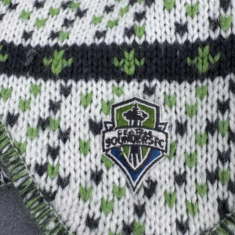 Adidas Seattle Sounders FC Earflap Pom Beanie OSFA Nordic Knit Hat Soccer‎ MLS